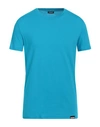 Dsquared2 Man T-shirt Azure Size Xl Cotton, Elastane In Blue