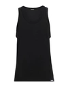 Dsquared2 Man Tank Top Black Size Xxl Cotton, Elastane