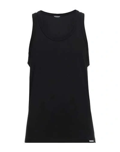 Dsquared2 Man Tank Top Black Size Xxl Cotton, Elastane