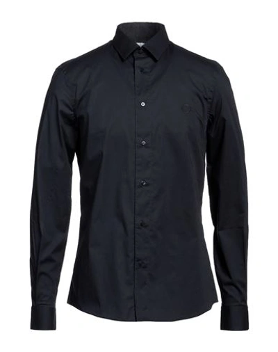 Trussardi Man Shirt Midnight Blue Size 15 Cotton, Elastane