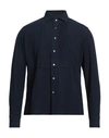 Tagliatore Man Shirt Midnight Blue Size 16 Cotton In Blue