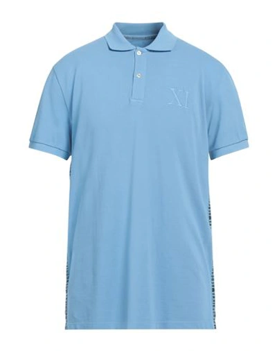 Bikkembergs Man Polo Shirt Sky Blue Size L Cotton