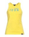 DSQUARED2 DSQUARED2 WOMAN TANK TOP YELLOW SIZE S COTTON, ELASTANE