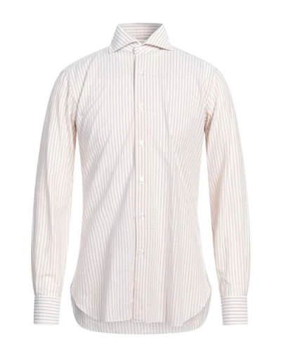 Barba Napoli Man Shirt Beige Size 15 ¾ Cotton, Linen