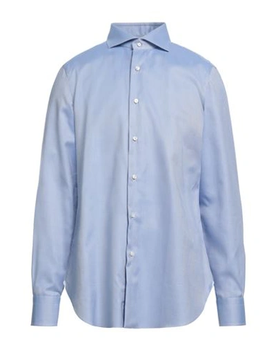 Barba Napoli Man Shirt Light Blue Size 16 Cotton