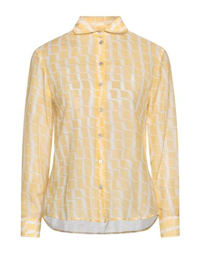 Barba Napoli Woman Shirt Yellow Size 2 Cotton, Silk