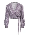 Maje Woman Top Dark Purple Size 3 Linen, Viscose In Purple