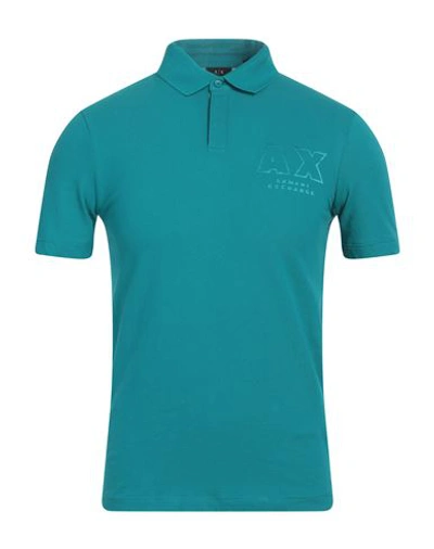 Armani Exchange Man Polo Shirt Emerald Green Size Xs Cotton In Green