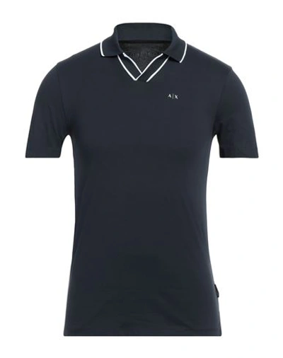 Armani Exchange Man Polo Shirt Navy Blue Size Xs Cotton