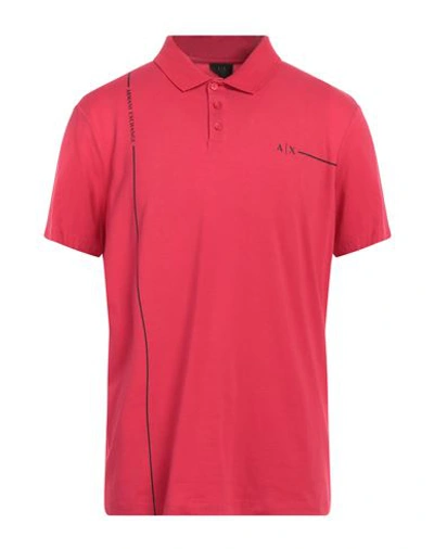 Armani Exchange Man Polo Shirt Red Size S Cotton, Elastane