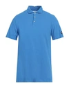 Husky Man Polo Shirt Azure Size 44 Cotton, Elastane In Blue