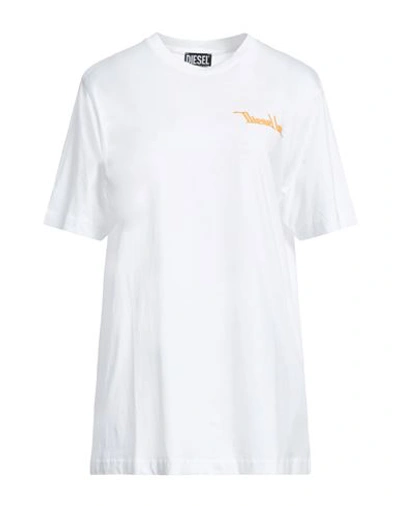Diesel Woman T-shirt White Size Xxl Cotton