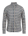 Portofiori Man Shirt Navy Blue Size 15 Cotton In Navy Blue