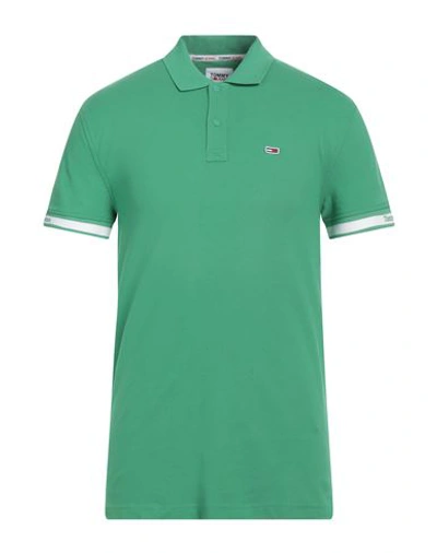 Tommy Jeans Man Polo Shirt Green Size S Cotton, Elastane