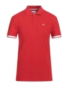 Tommy Jeans Man Polo Shirt Red Size S Cotton, Elastane