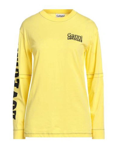 Ganni Layered Long Sleeve T-shirt In 742 Lemon Zest