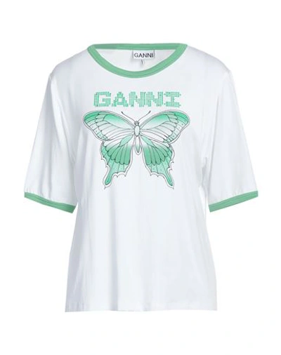 Ganni Woman T-shirt White Size L Lyocell, Elastane