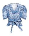Sandro Woman Top Blue Size 2 Linen, Viscose In Blue