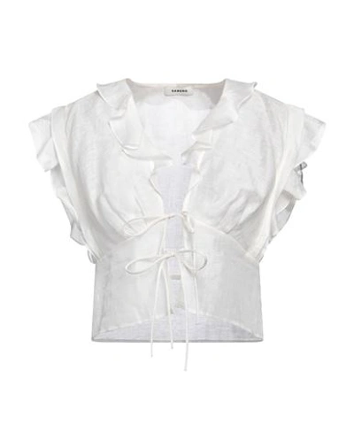 Sandro Woman Top White Size 4 Linen, Polyester