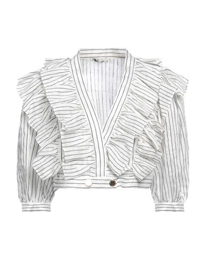 Sandro Woman Top White Size 3 Linen, Polyester
