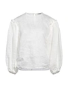 Sandro Woman Top White Size 2 Linen, Polyester In White