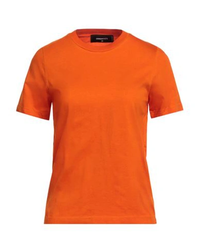 Dsquared2 Woman T-shirt Orange Size Xs Cotton