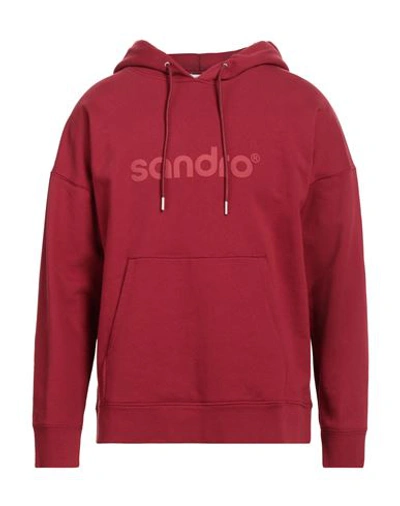 Sandro Man Sweatshirt Burgundy Size M Cotton, Elastane In Red