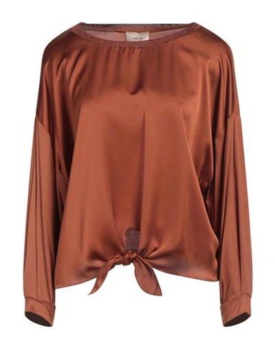 Toy G. Woman Top Tan Size 6 Viscose, Elastane, Polyester In Brown