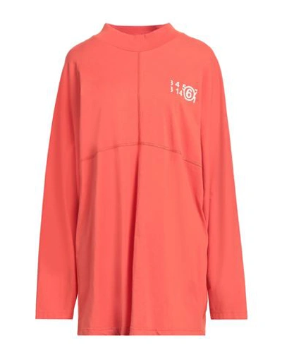 Mm6 Maison Margiela Woman T-shirt Orange Size Xl Cotton, Elastane
