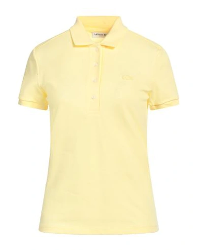 Lacoste Woman Polo Shirt Yellow Size 6 Cotton, Elastane