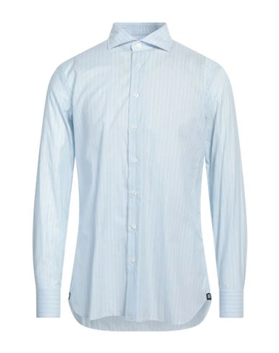 Lardini Man Shirt Sky Blue Size 17 Cotton, Silk