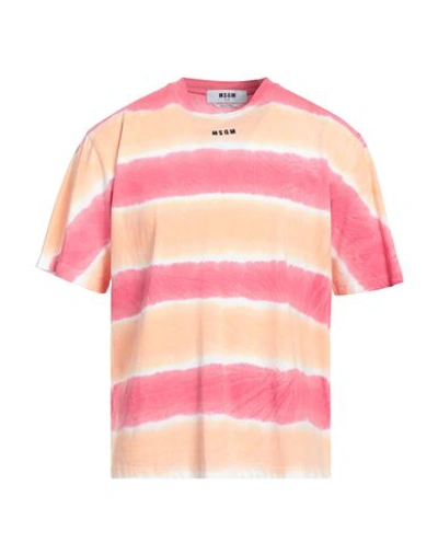 Msgm Man T-shirt Fuchsia Size M Cotton In Pink