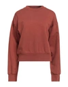 Diesel Woman Sweatshirt Brick Red Size S Cotton, Elastane