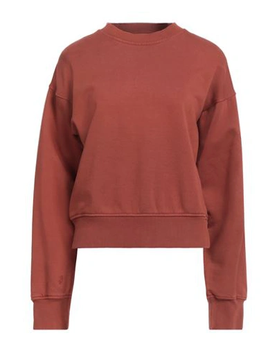 Diesel Woman Sweatshirt Brick Red Size M Cotton, Elastane