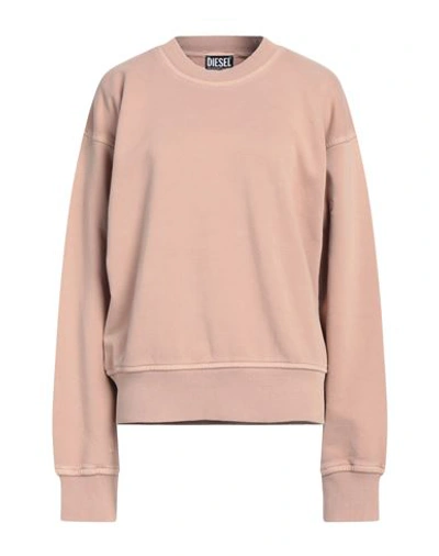 Diesel Woman Sweatshirt Light Brown Size M Cotton, Elastane In Beige