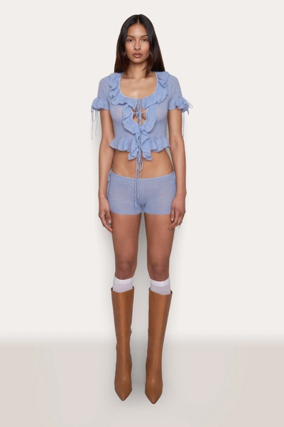 Danielle Guizio Ny Knit Side Tie Short In Baby Blue