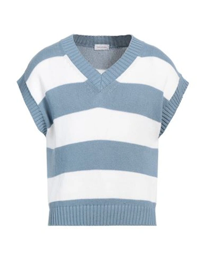 Tagliatore Man Sweater Sky Blue Size 42 Cotton, Linen