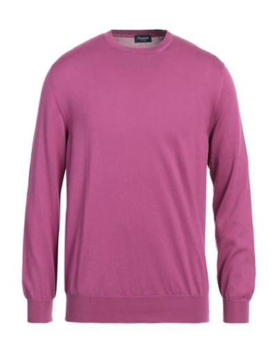 Drumohr Man Sweater Mauve Size 42 Cotton In Purple