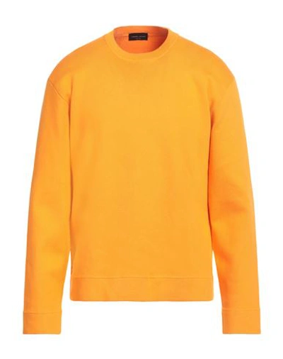 Roberto Collina Man Sweater Orange Size 38 Cotton, Nylon, Elastane