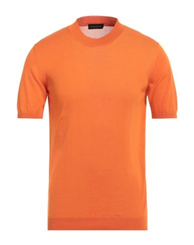 Roberto Collina Man Sweater Orange Size 40 Cotton
