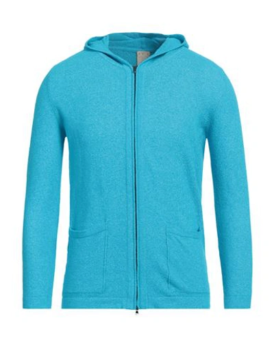 H953 Man Cardigan Azure Size 40 Cotton, Nylon In Blue