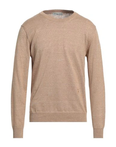 Trussardi Man Sweater Sand Size Xxl Linen, Polyester In Beige