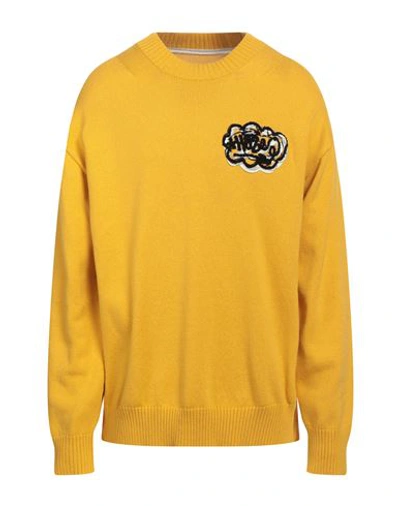 Sacai Man Sweater Ocher Size 3 Cotton, Polyester, Rayon In Yellow