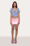 Danielle Guizio Ny Low Rise Paillette Mini Skirt In Iridescent Pink