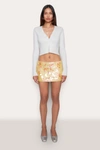 Danielle Guizio Ny Low Rise Paillette Mini Skirt In Soft Daisy
