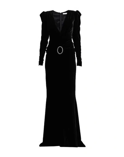 Alessandra Rich Woman Maxi Dress Black Size 4 Viscose, Silk, Elastane