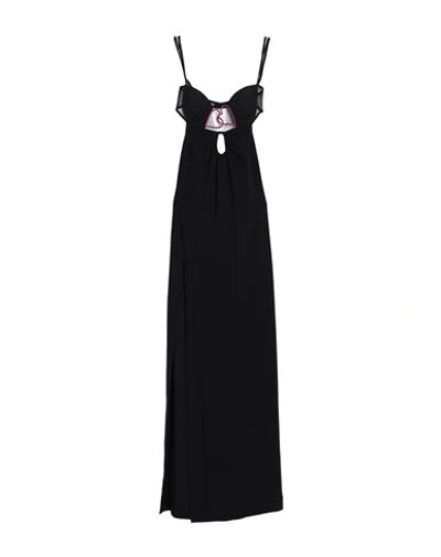 NENSI DOJAKA NENSI DOJAKA WOMAN MAXI DRESS BLACK SIZE M VISCOSE, ELASTANE, POLYAMIDE, SILK