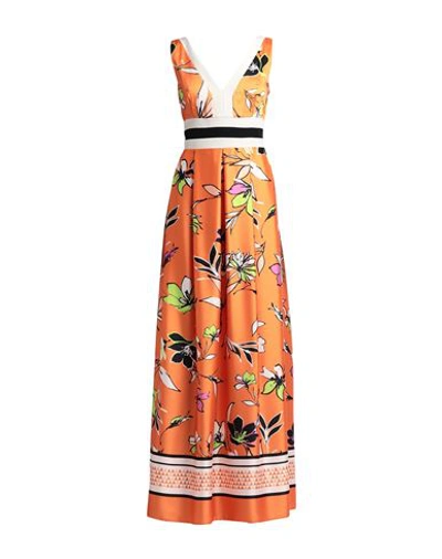 Anna Sirico Couture Woman Maxi Dress Orange Size 12 Polyester