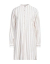 Woolrich Striped Flax Shirt Dress In Beige
