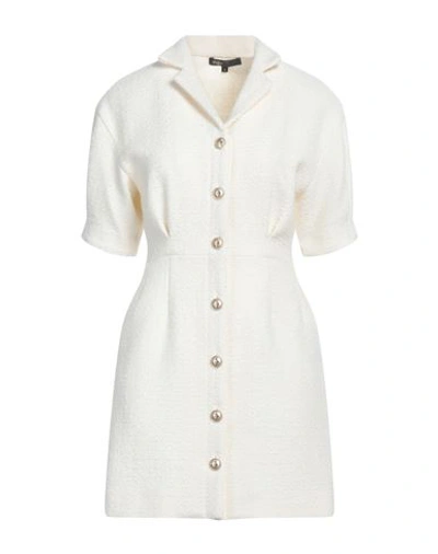 Maje Woman Mini Dress White Size 6 Cotton, Acrylic, Polyester, Wool, Textile Fibers